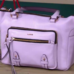 NWOT LODIS LG ELLIE PEBBLE LEATHER SPORT SATCHEL CROSSBODY  LILAC